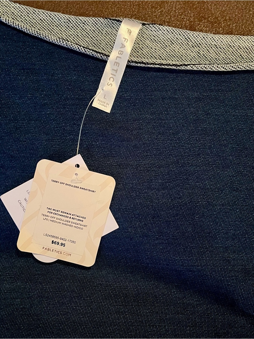 NWT Fabletics Terry Off Shoulder Sweatshirt Coastal Loungewear Athleisure relax - Picture 5 of 7